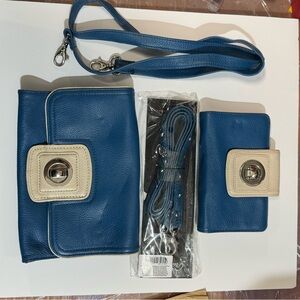 Grace Adel Blue and Cream Leather Bag Set